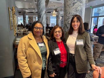 Dean Hakim with Alana Smith, MPH '21, and Hayley Mortez,MPH ‘18, MA ‘18