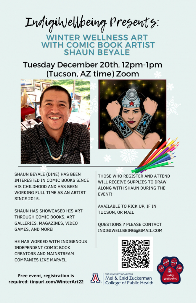 Flyer for Winter Wellness Art with Comic Book Artist Shaun Beyale