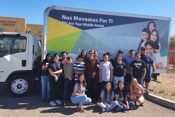 YES Camp students in front of the Mobile Health Unit truck