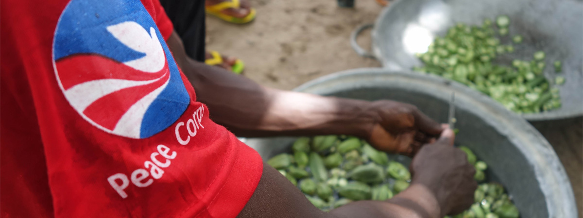  Peace Corps volunteer cutting vegetables