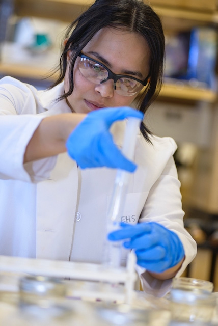 student in lab