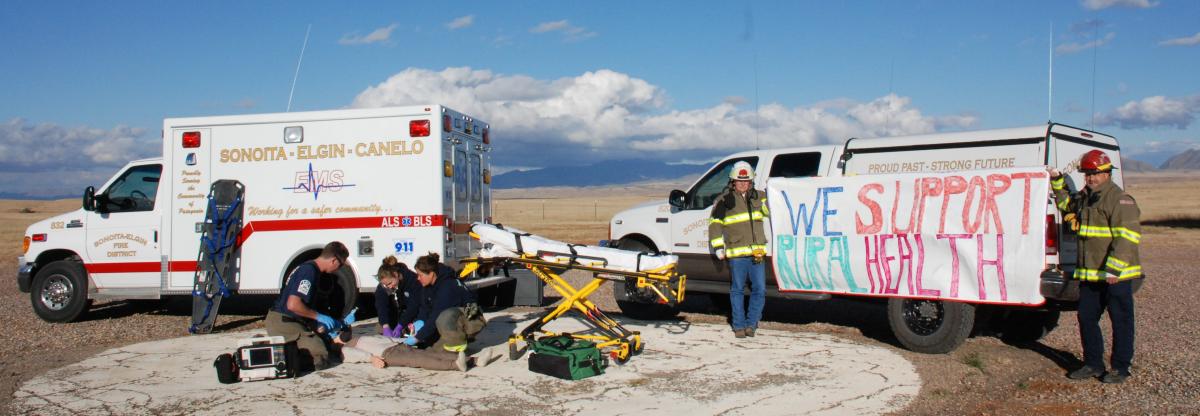 Members of the Sonoita-Elgin Fire Department participate in a training exercise. 