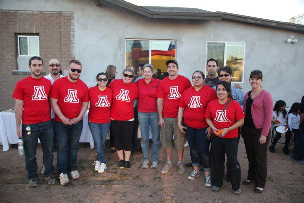 Phoenix students in their red Arizona shirts gathered for a group photo